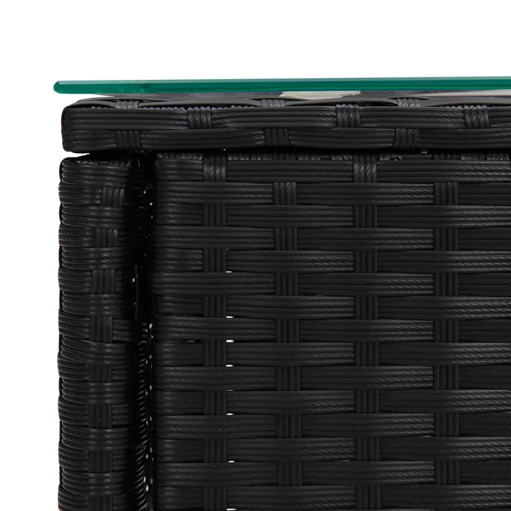 Black Poly Rattan Tempered Glass Side Table S605227