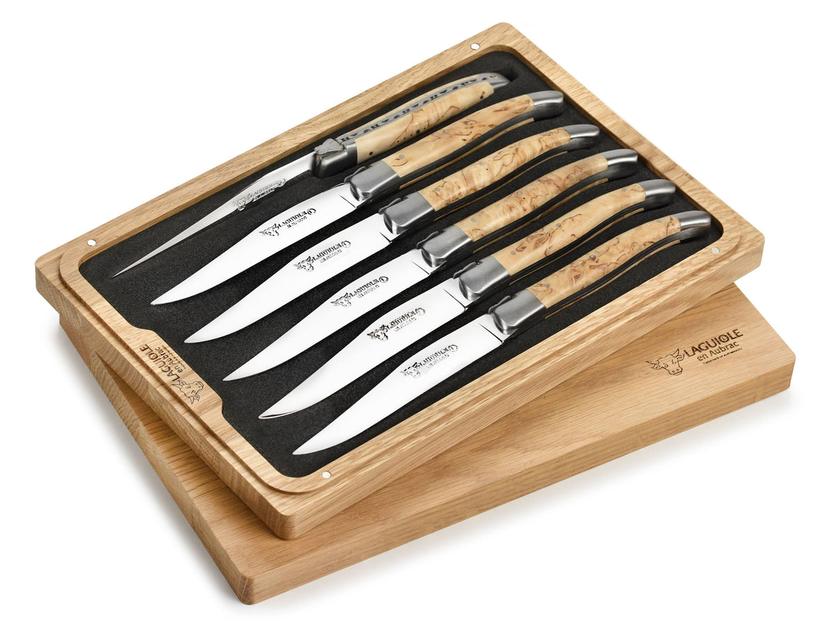 6-Piece Stainless Steel Steak Knife Set with Birchwood Handles B818