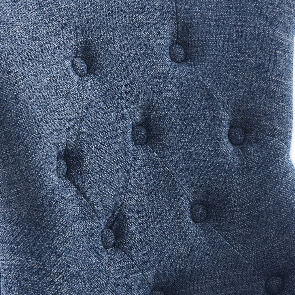 Blue Linen Fabric Swivel Office Chair with Wheels Z36642