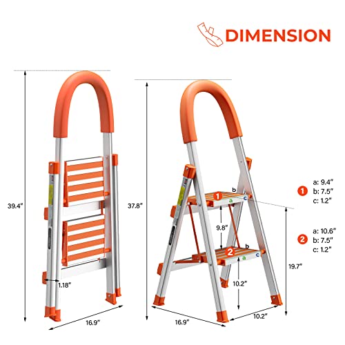 5 Step Aluminum Folding Step Ladder with Handgrip M866