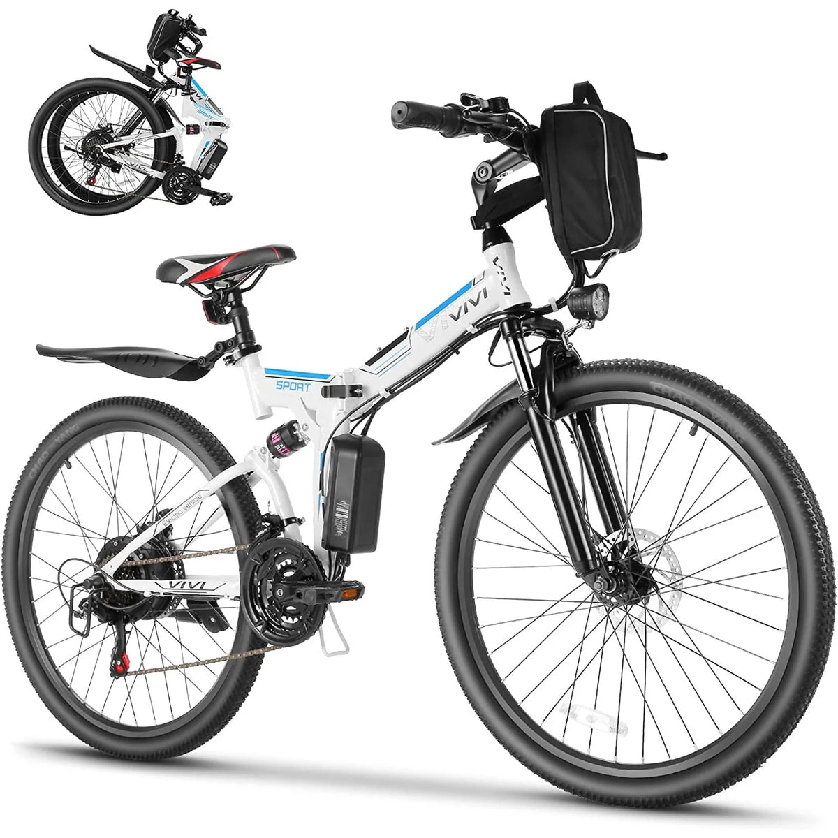 26'' Folding Electric Mountain Bike 500W 21 Speed 48V Removable Battery M769