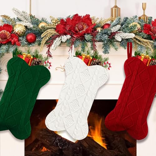 18 Inch Knitted Dog Christmas Stocking 3 Pack K760975