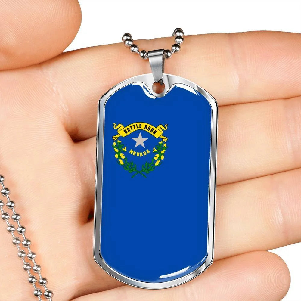 Stainless Steel or 18k Gold Dog Tag Necklace V834