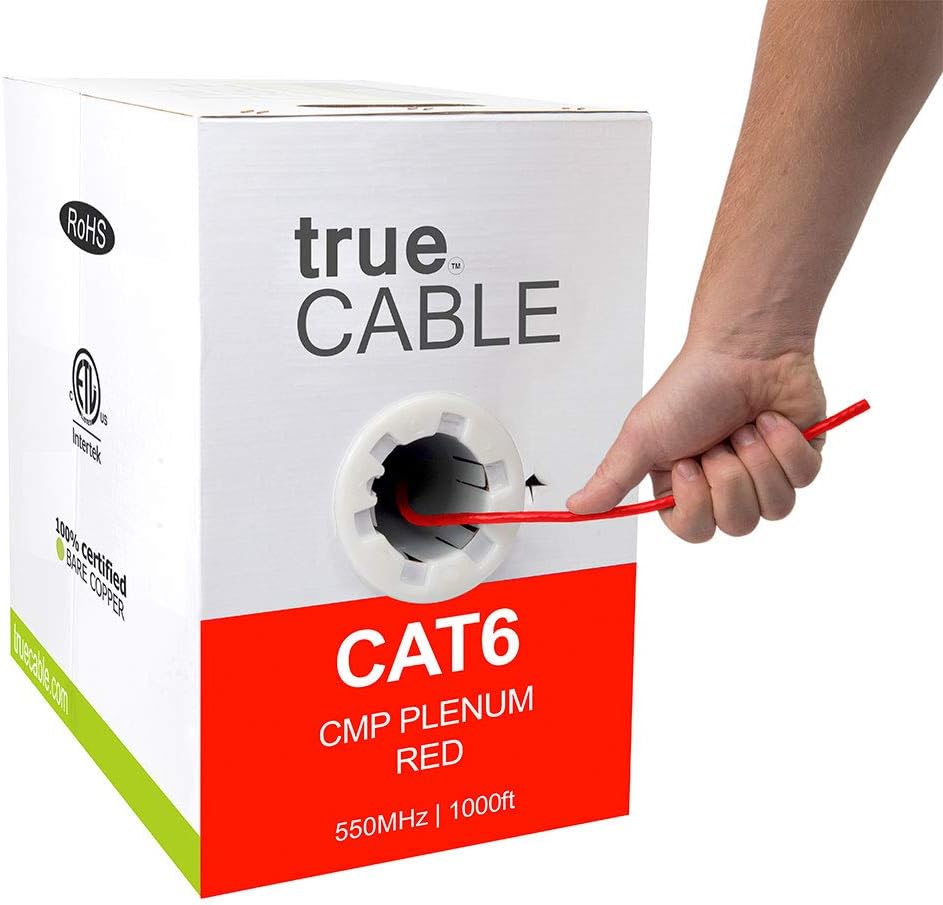 Blue 1000ft Cat6 Plenum Bare Copper UTP Ethernet Cable Q791