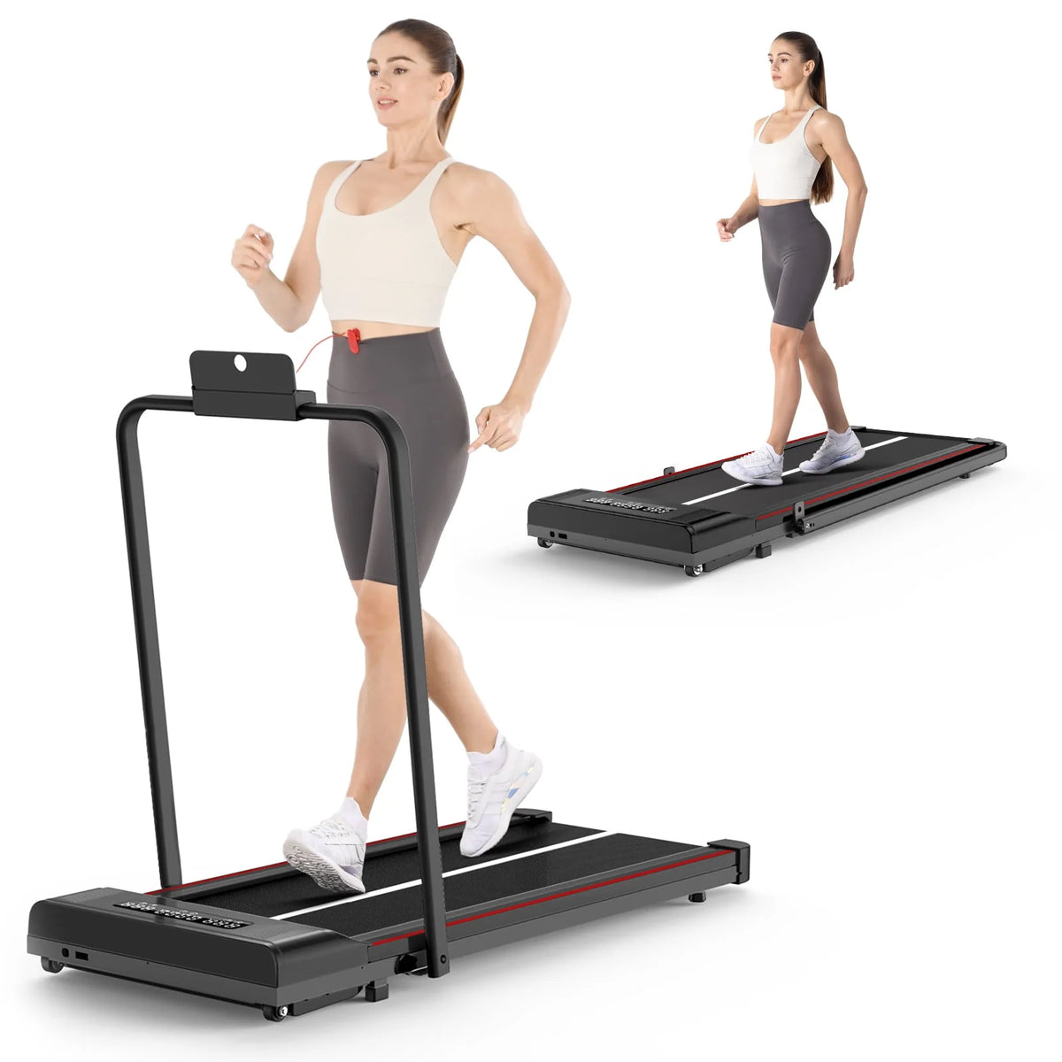 2 in 1 Folding Treadmill 265 lbs Gray G448434