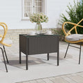 Black Poly Rattan Tempered Glass Side Table S605227