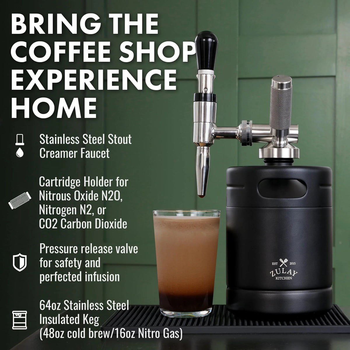 1 Gallon Cold Brew Coffee Maker with Glass Pitcher and Mesh Filter J460860