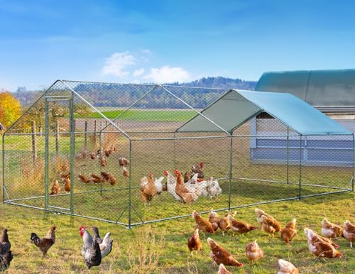 Metal Chicken Coop with Anti-Rust Steel & Waterproof Cover O734218