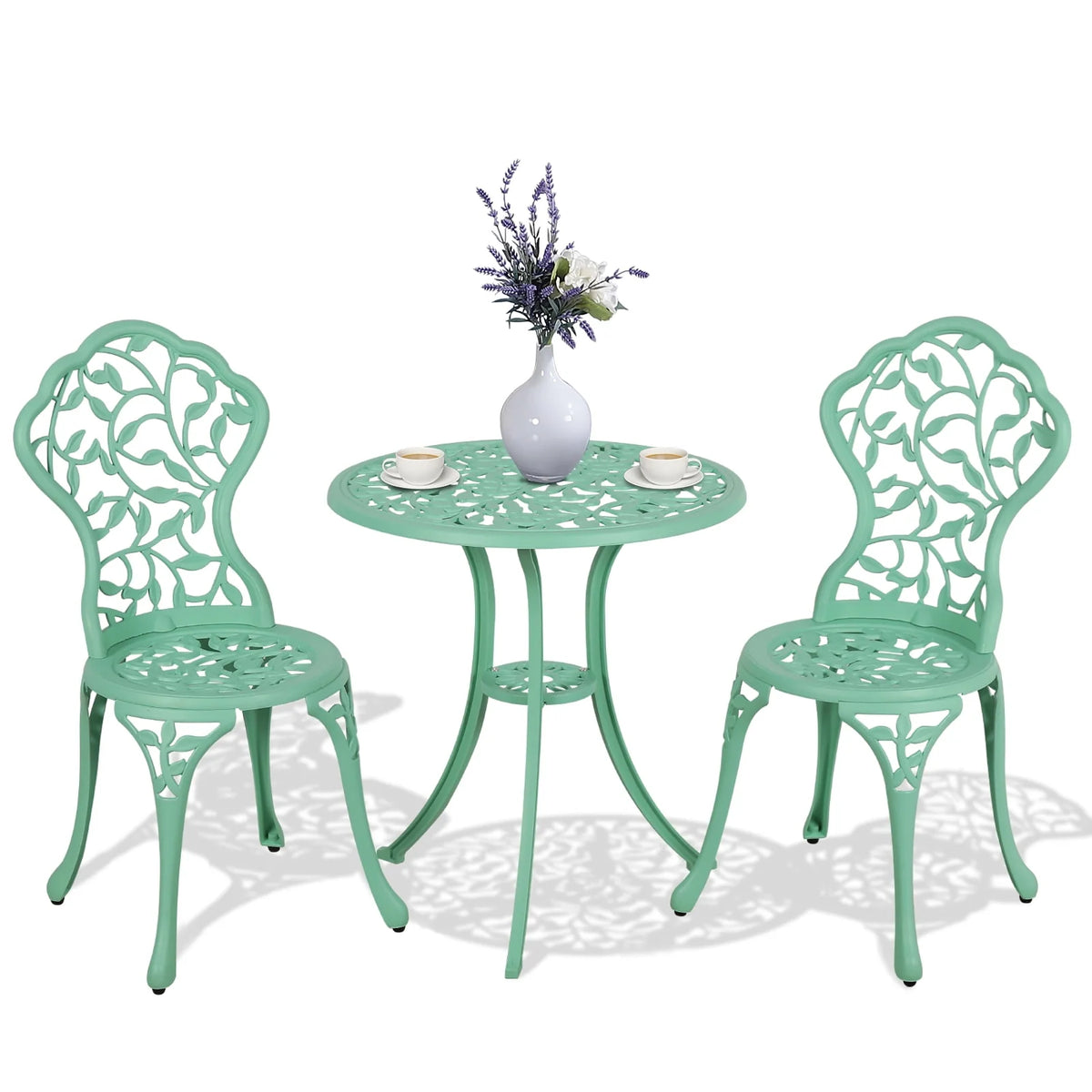 3-Piece Cast Aluminum Bistro Set with Umbrella Hole T39849