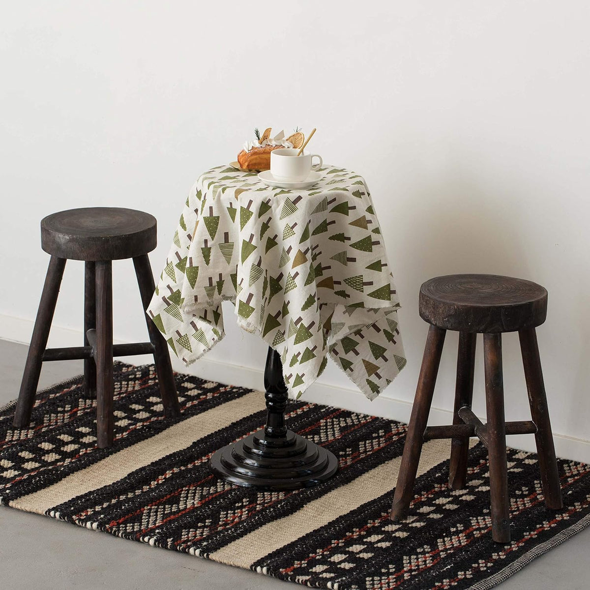 Antique Round Wooden Stools Set of 2 J718