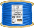 Cat6A Shielded Plenum 1000ft FTP 23AWG Solid Pure Copper Ethernet Cable Reel Blue D48960