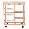 Rolling Wood Kitchen Cart with Drawers W99239