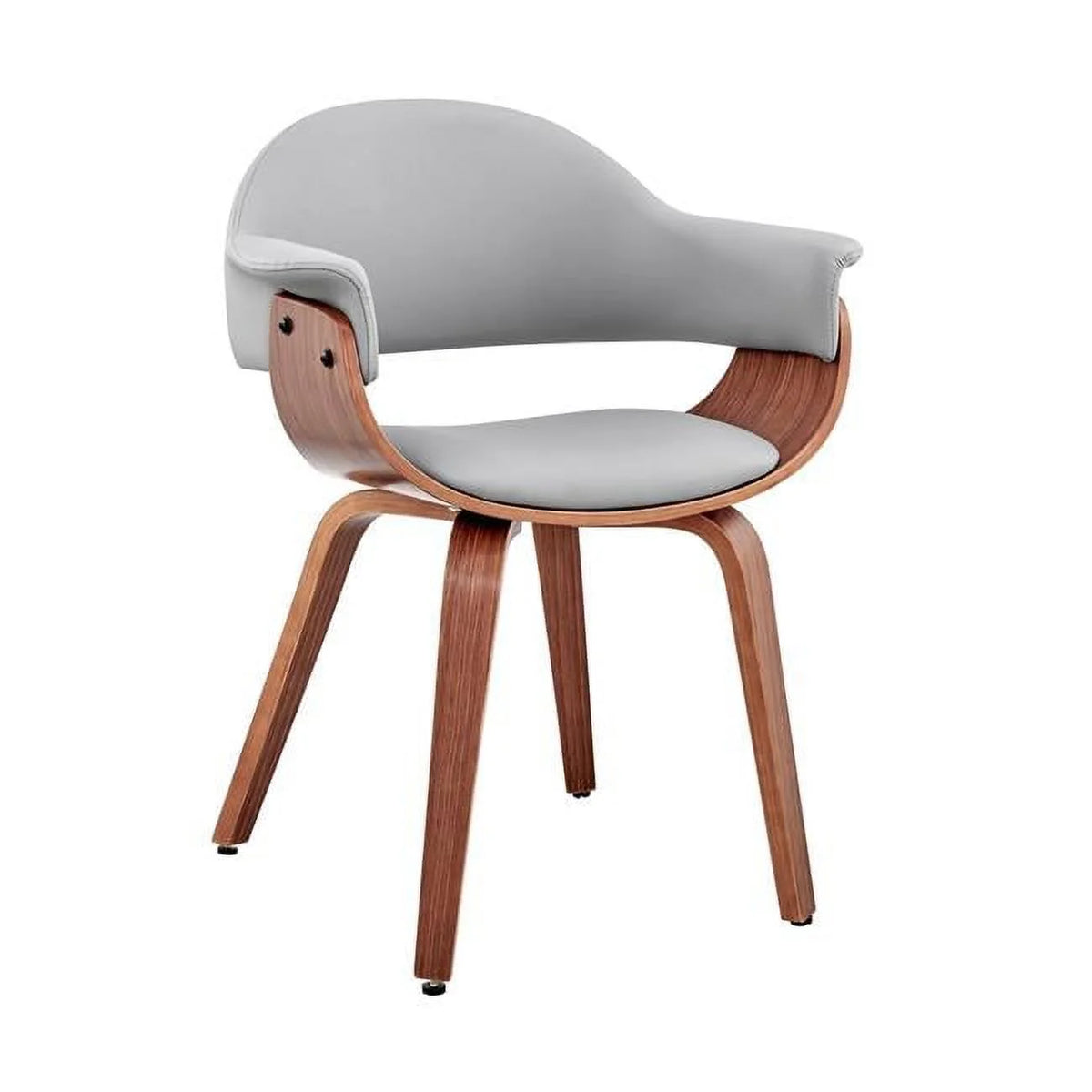 Gray Faux Leather & Walnut Wood Accent Chair M7960