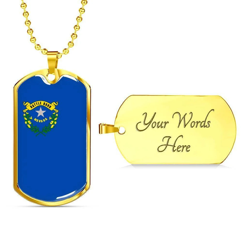 Stainless Steel or 18k Gold Dog Tag Necklace V834