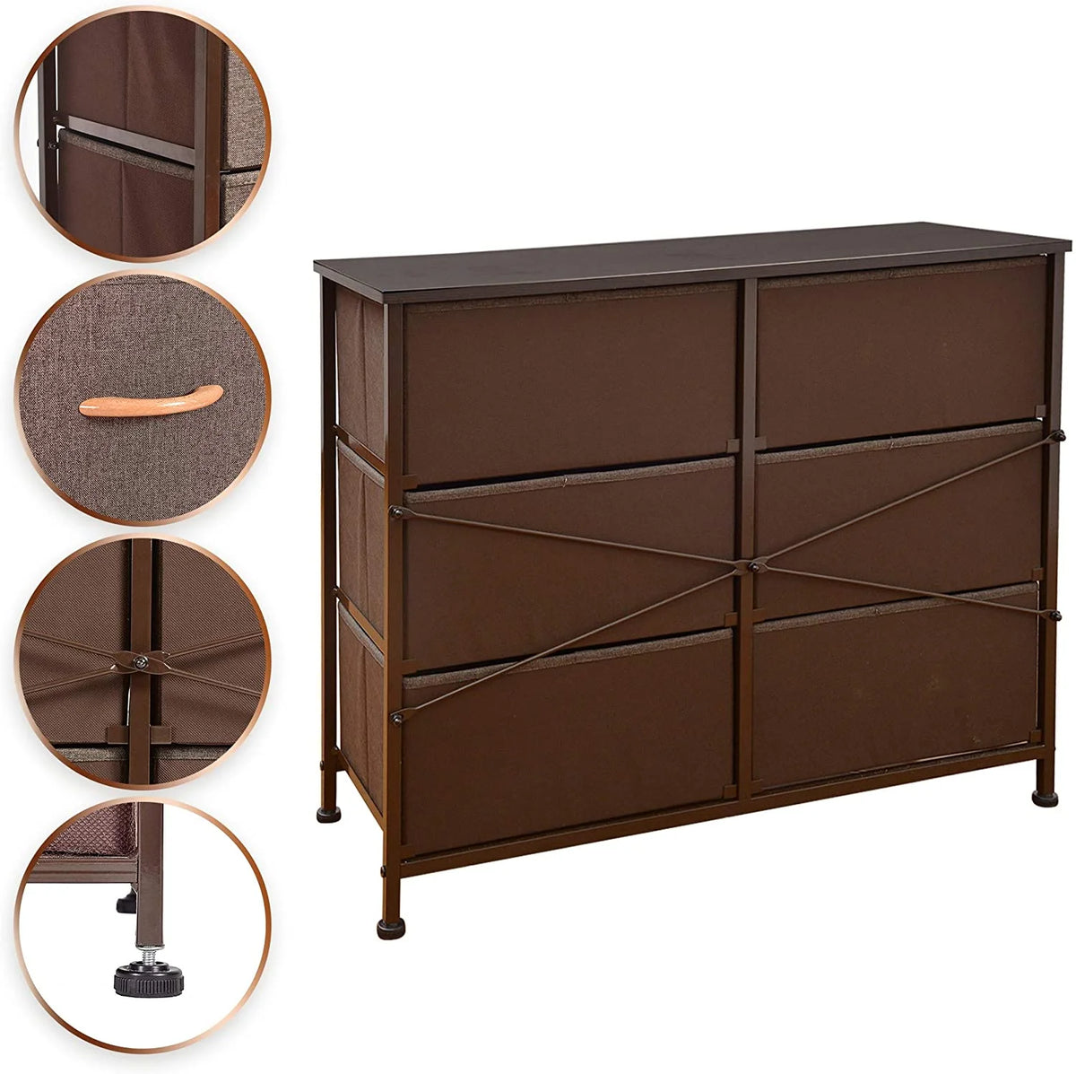 Brown 6 Drawer Storage Tower Unit A967701