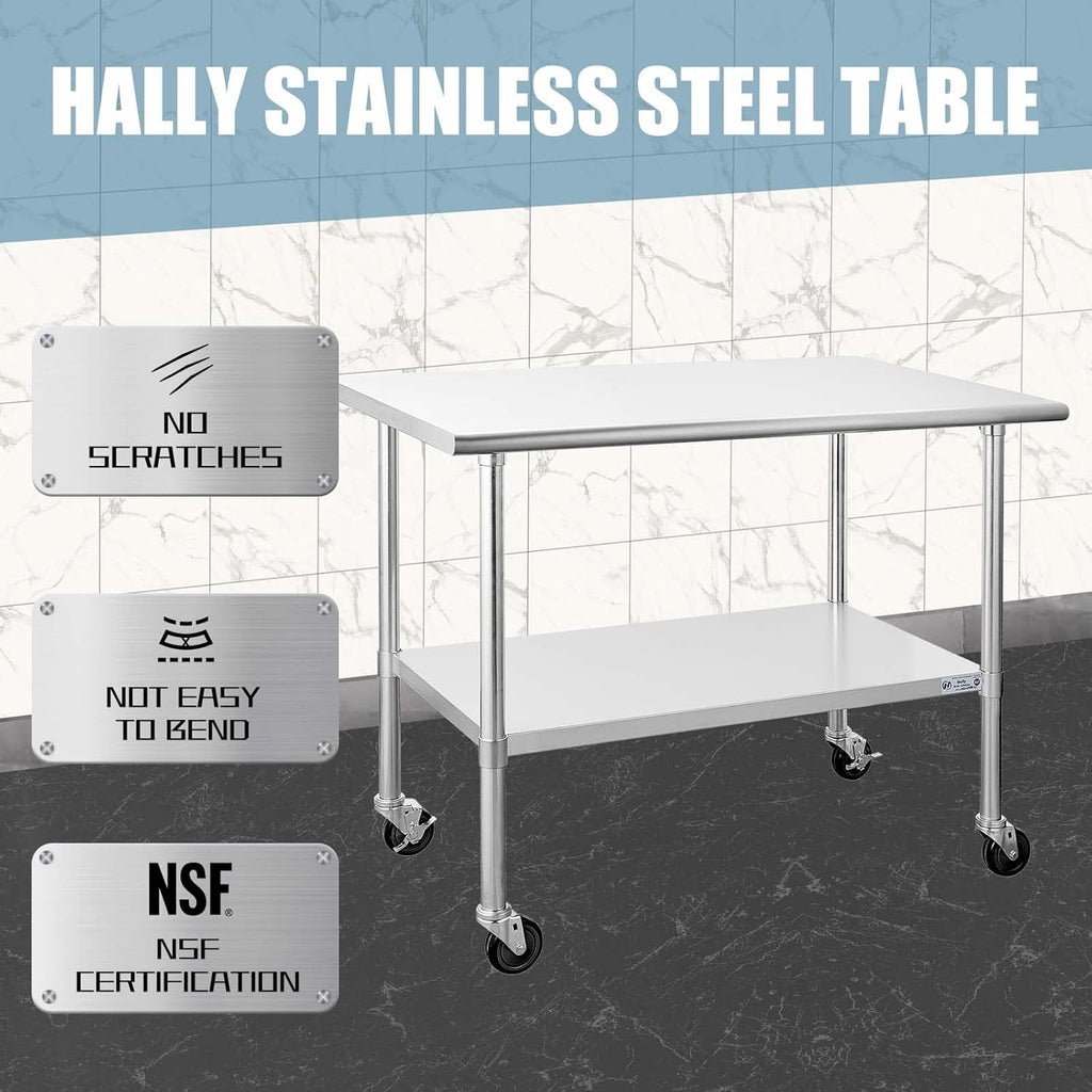 Stainless Steel Table 24 x 30 Inches with Caster Wheels E7872