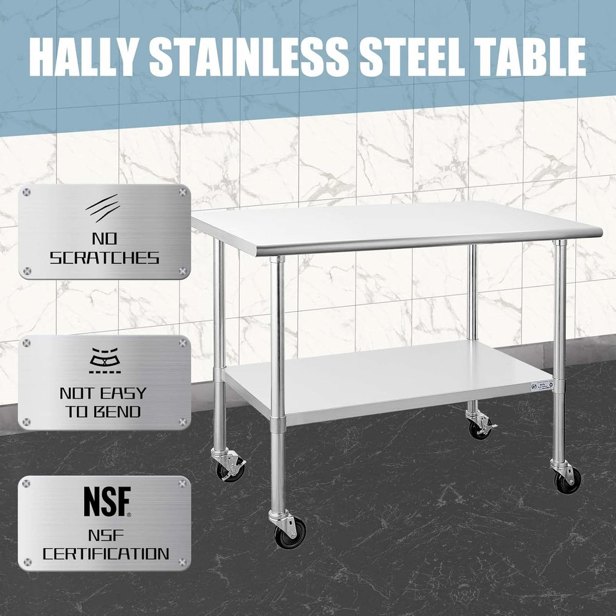 Stainless Steel Table 24 x 30 Inches with Caster Wheels E7872
