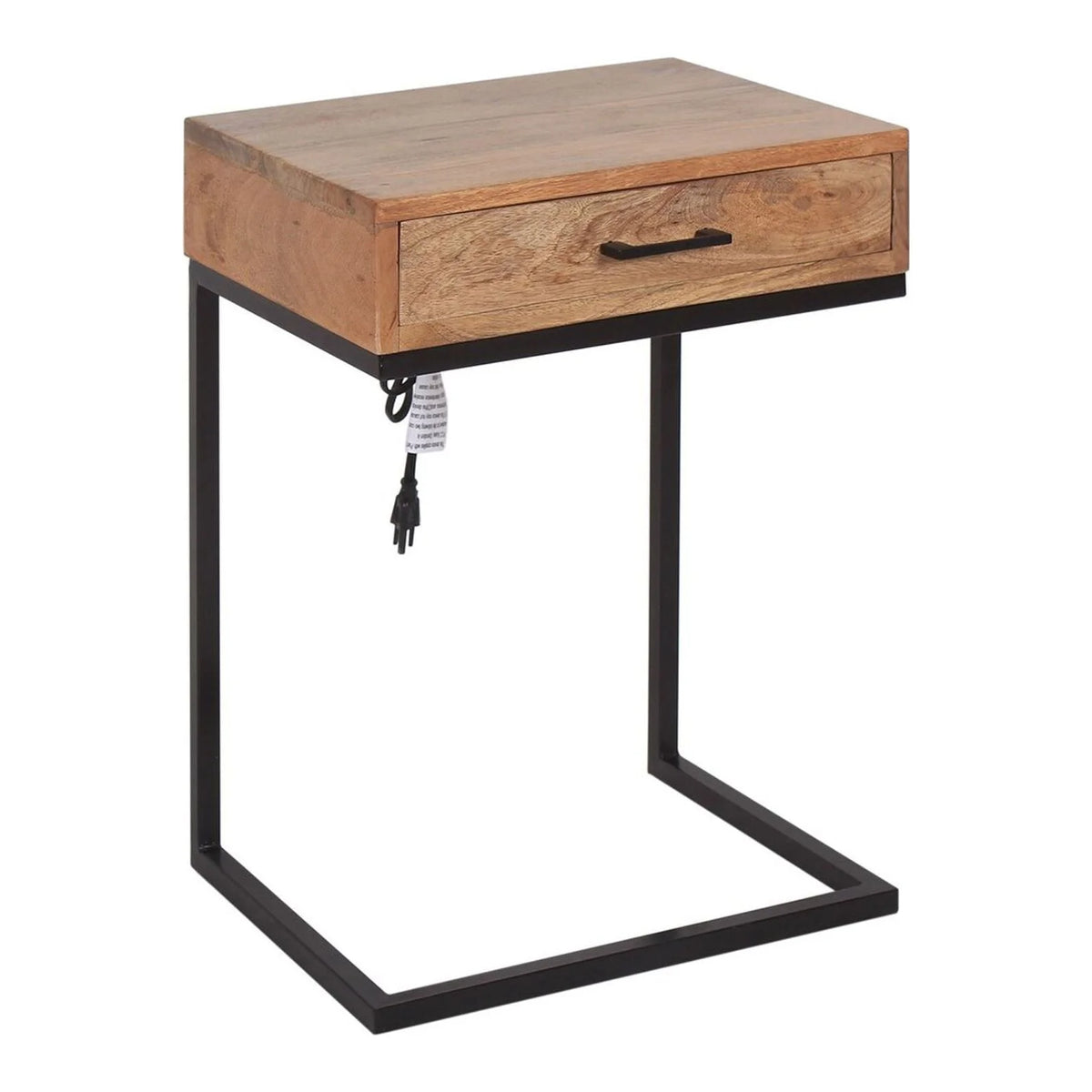 Brown Wood C-Table with Drawer V700247