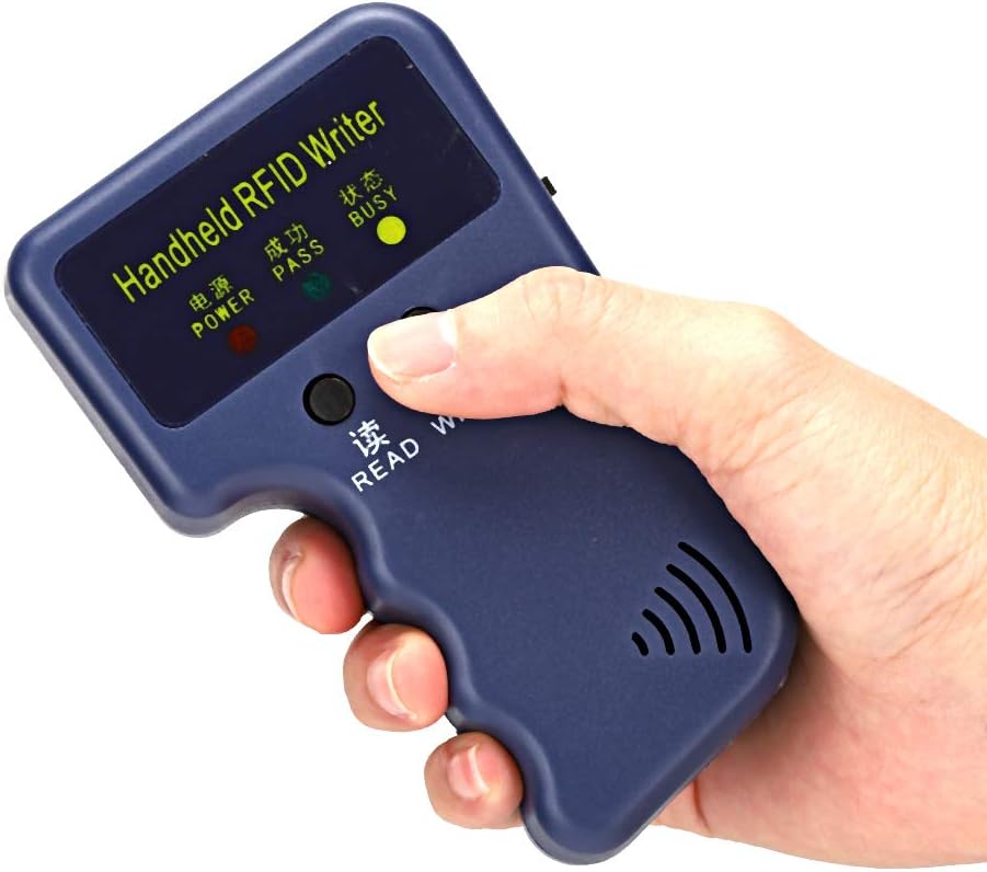 Handheld RFID Card Copier 125KHz ID Duplicator Reader Writer with 5Pcs Writable Keychain and 5Pcs Writable Card X6133