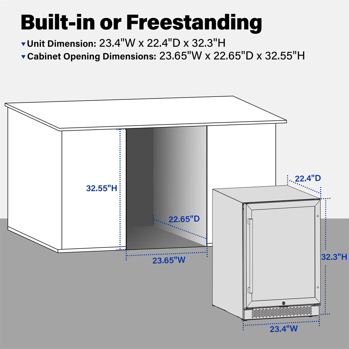 24'' 180 Cans Beverage Refrigerator Built-in or Freestanding B2812