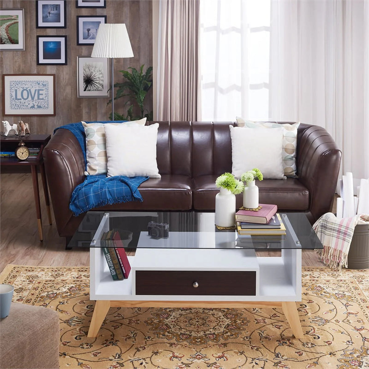 Mid-Century Glass Top Coffee Table S13004