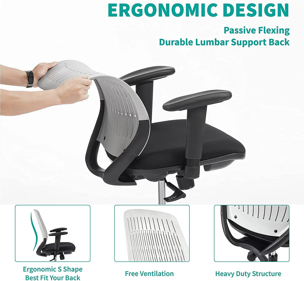 Gray Ergonomic Office Chair with 2D Armrest D809