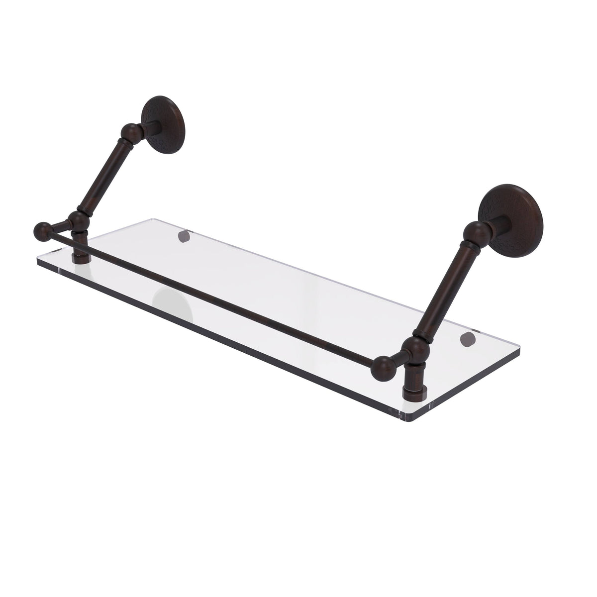 Polished Chrome 30 inch Floating Glass Shelf with Gallery Rail N4582
