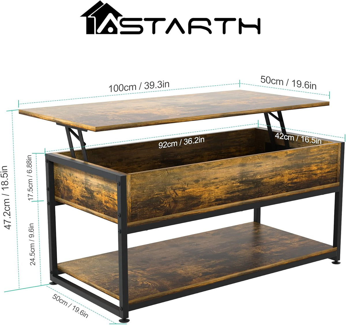 Lift Top Coffee Table with Storage Shelf X418369