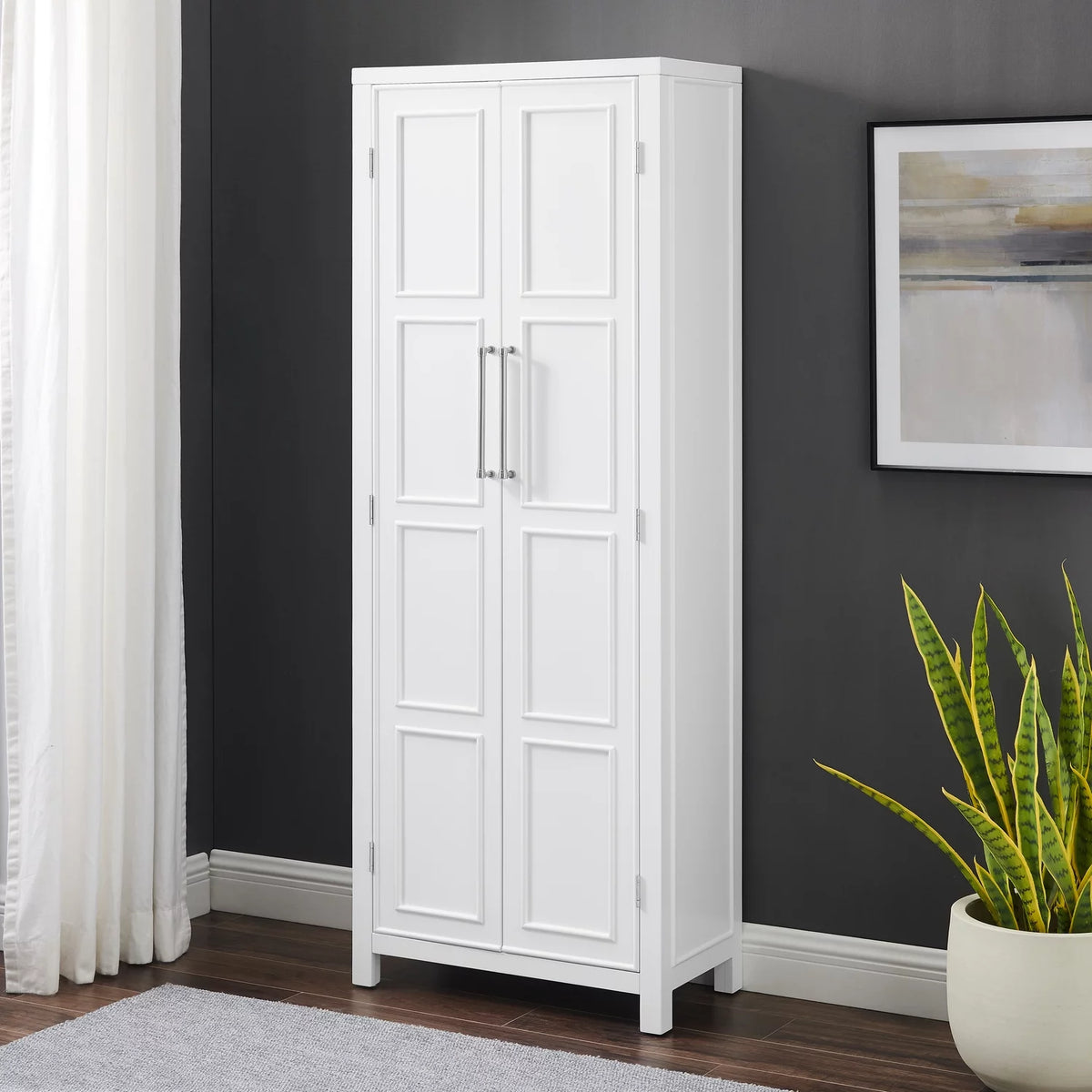 White Wood Storage Pantry W3493