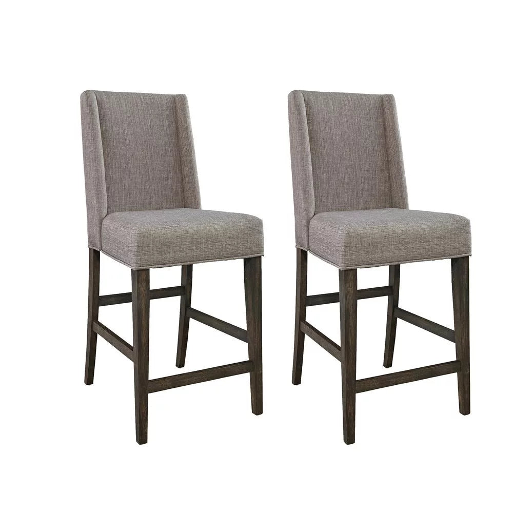 Upholstered Counter Chair Set of 2 Rustic Brown Q848423