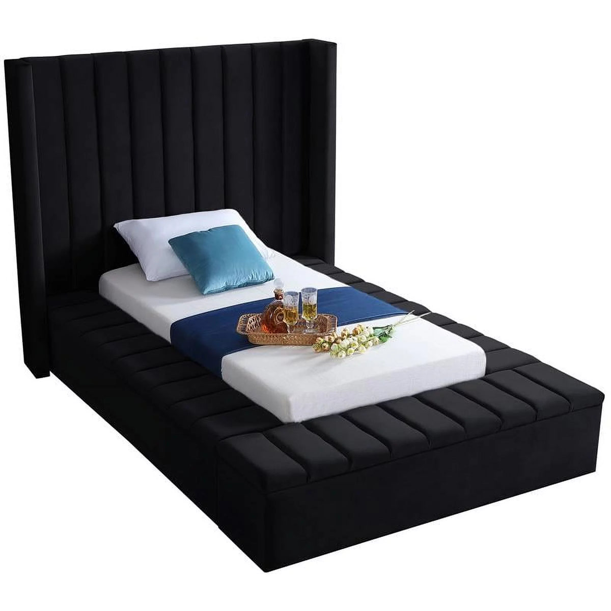 Black Velvet Solid Wood Twin Bed M361