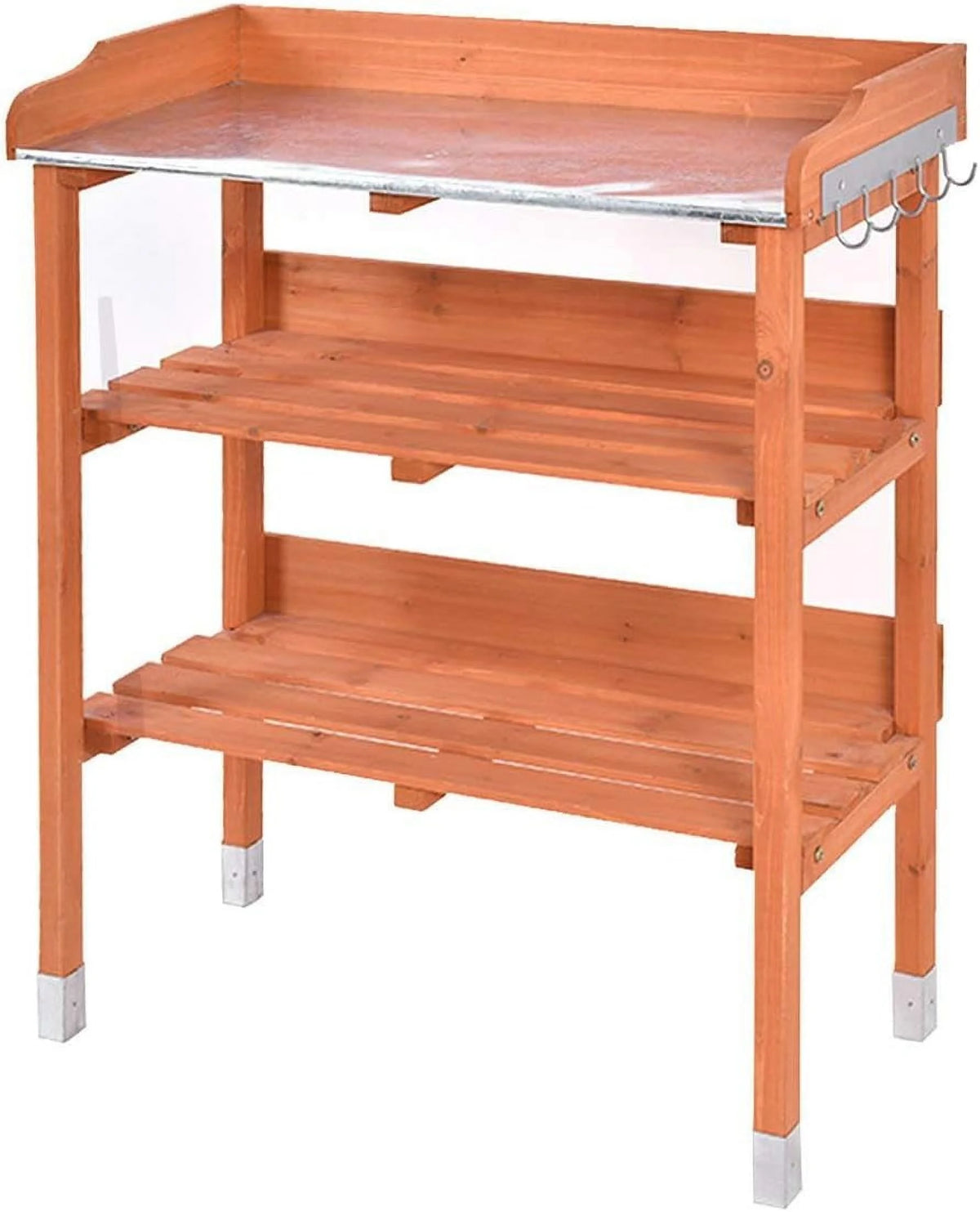 Wooden Potting Bench Work Station Table with Storage Shelf G587359
