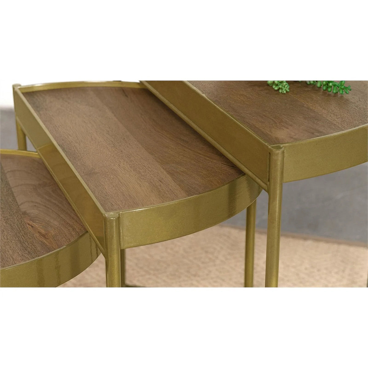 3-Piece Metal Nesting Table Brown and Gold V365437