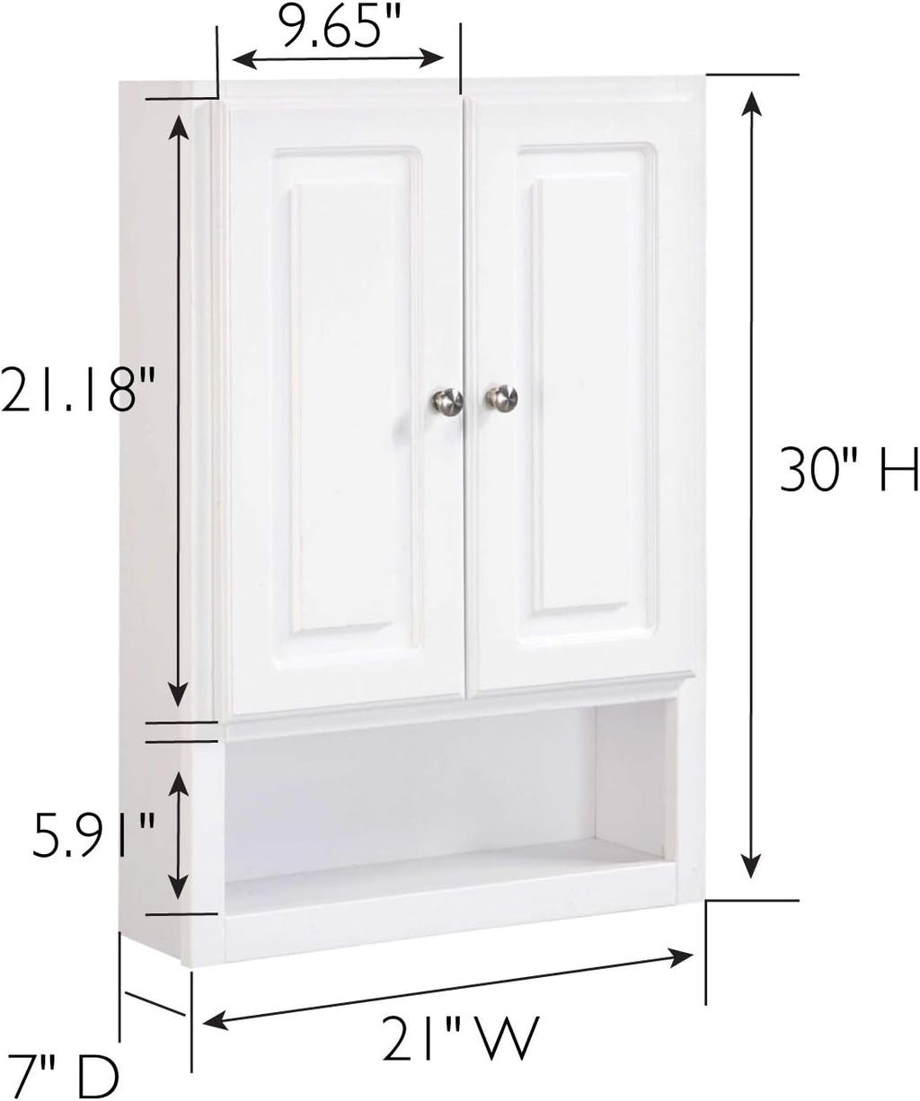 White 2-Door 1-Shelf Bathroom Wall Cabinet V6728