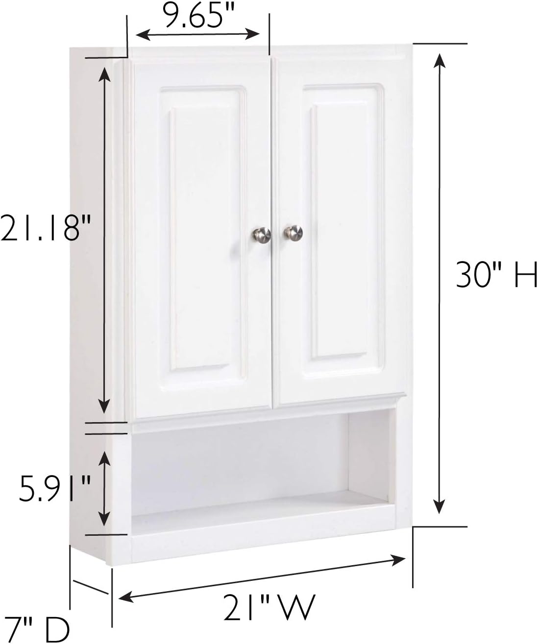 White 2-Door 1-Shelf Bathroom Wall Cabinet V6728