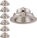 4 Inch Recessed Light Trim with Satin Nickel Step Baffle, Pack of 6 I35731