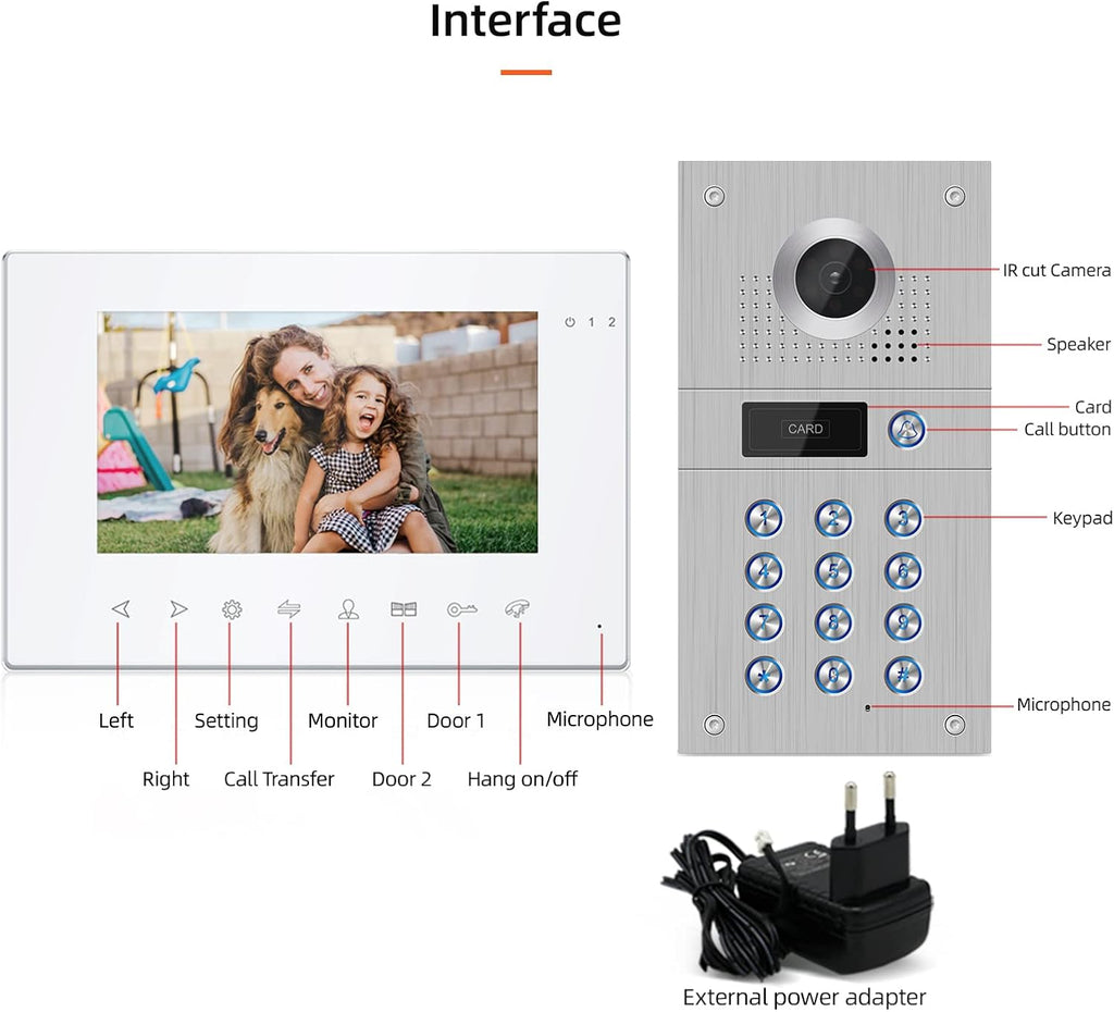 7 Inch Wired Video Doorbell 960P Camera IP65 Waterproof P23620