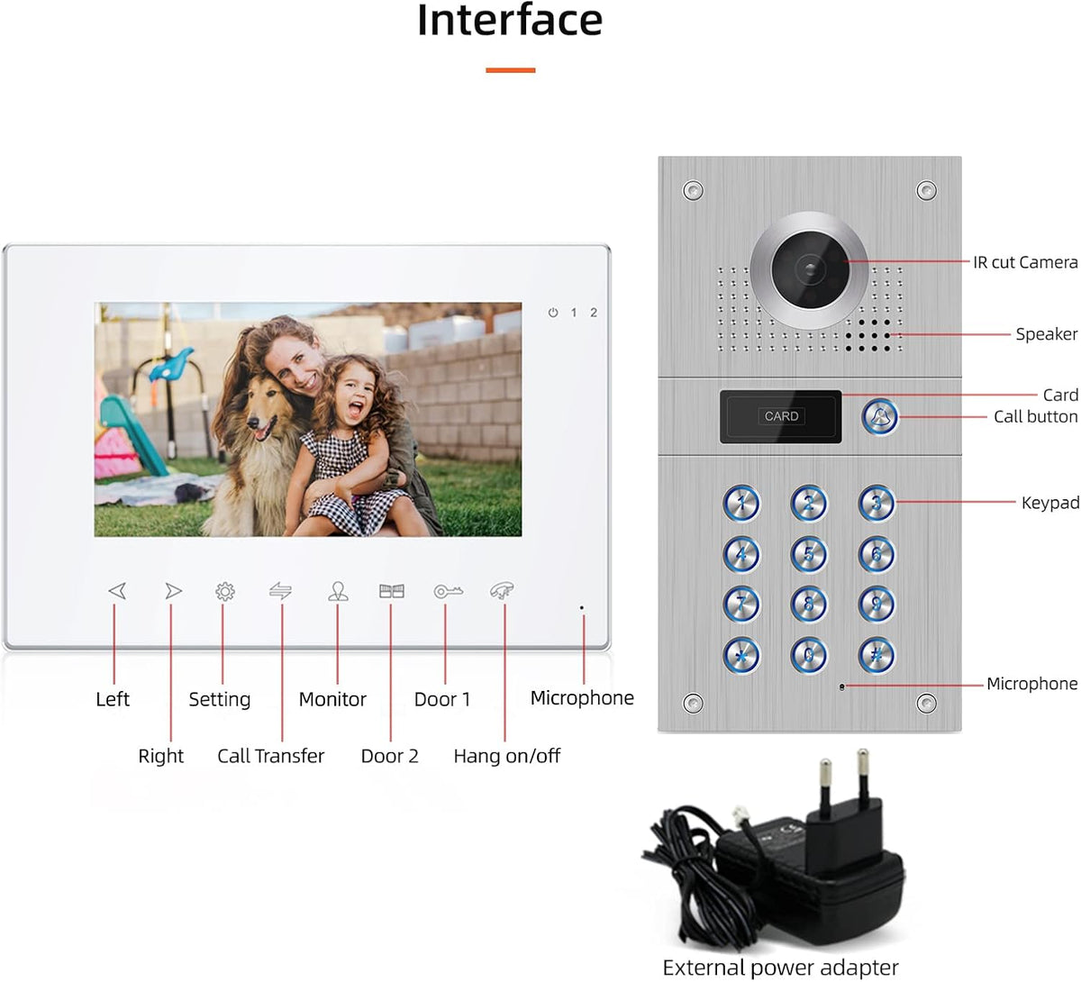 7 Inch Wired Video Doorbell 960P Camera IP65 Waterproof P23620