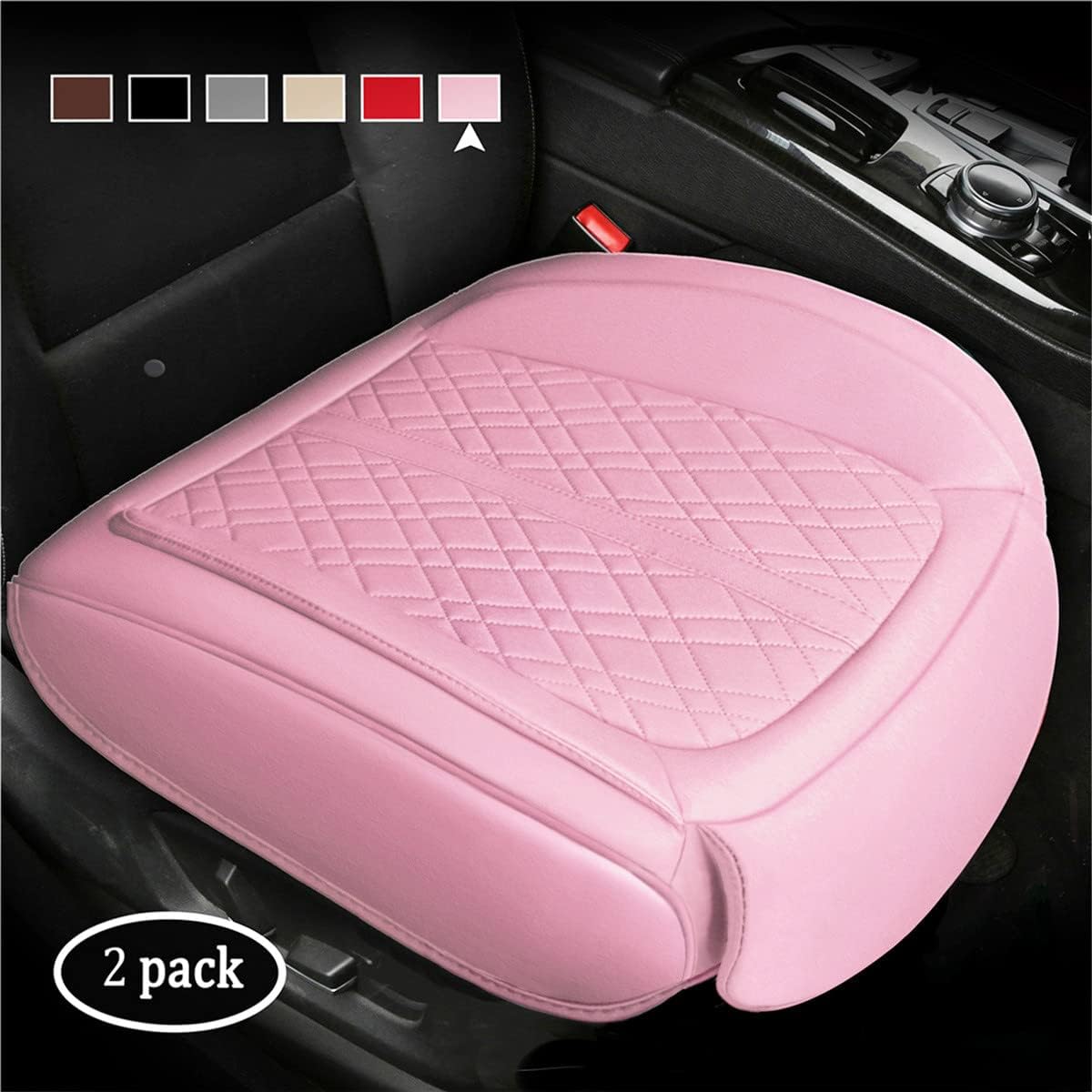 2Piecs PU Leather Car Seat Cover Protector with Footrest (Red) D73138