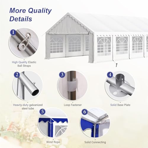 20'x16' Heavy Duty Canopy with Removable Sidewalls & 3 Storage Bags, White I6213
