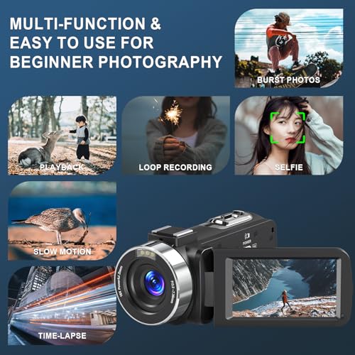 8K Video Camera Camcorder, 64MP IR Night Vision, 18X Zoom WiFi Digital Touch Screen I158
