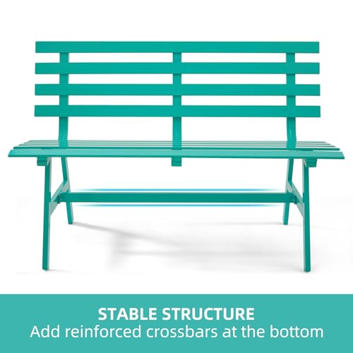 Blue Weatherproof Aluminum Outdoor Bench V577