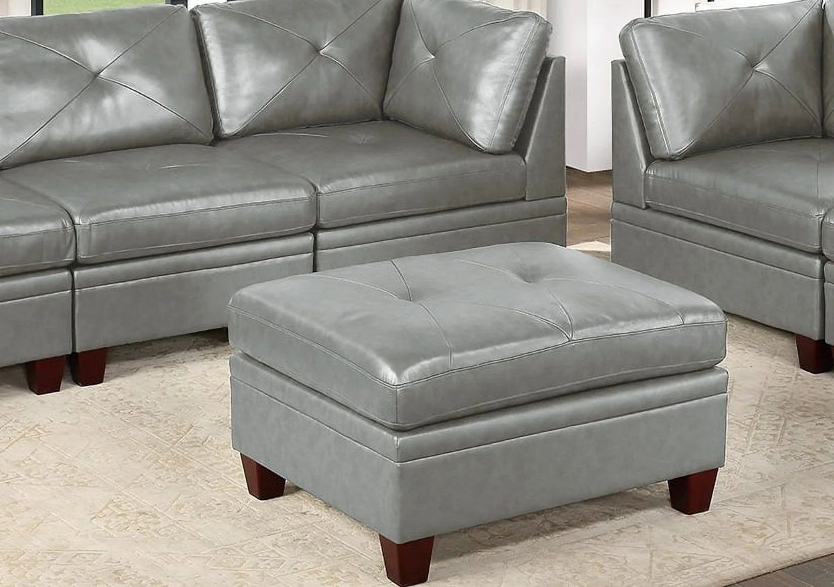 Genuine Leather Tufted Ottoman M32050