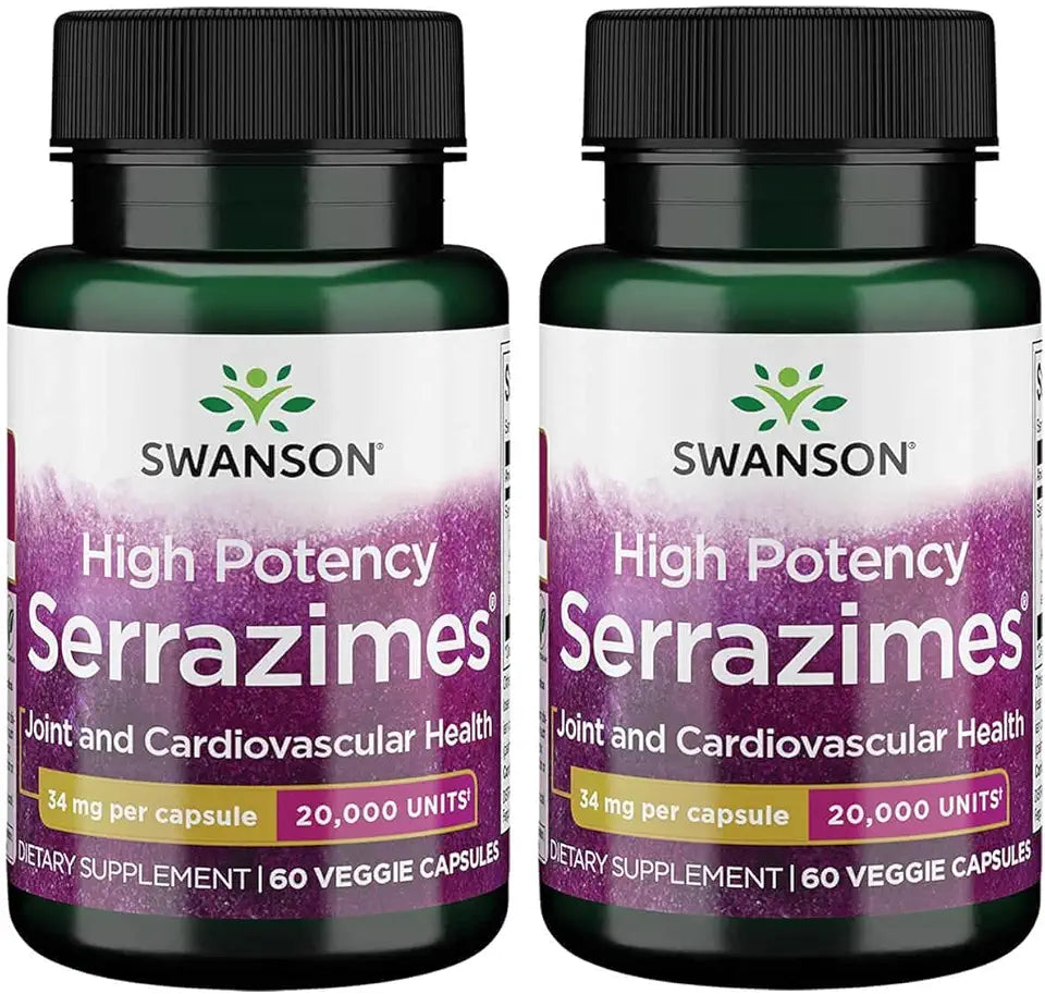 Serrazimes 20000 Units 60 Veg Capsules Enzyme 2 Pack J7588