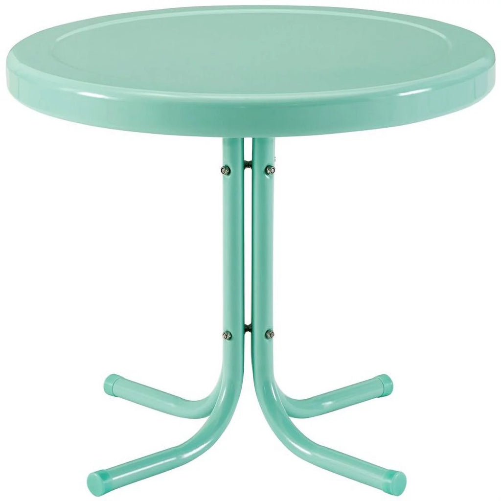 2 Piece Metal Patio End Table Set in Aqua Blue Z46128