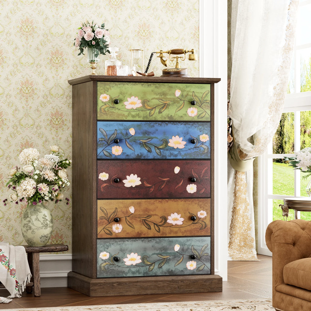 5 Drawer Wood Dresser I74930