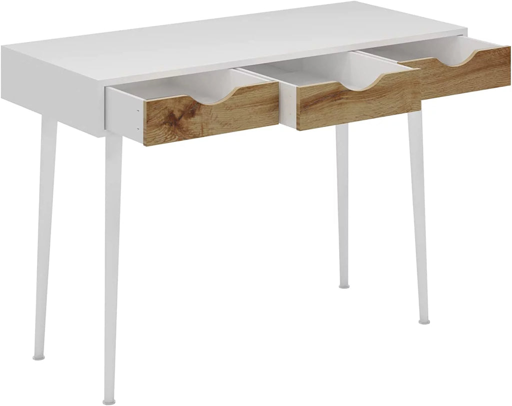 43in White Vanity Desk with 3 Drawers O892272