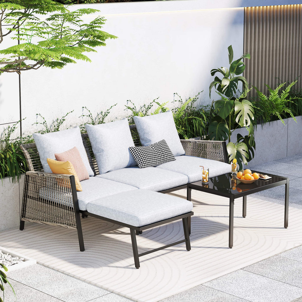 3 Pieces All Weather Patio Sofa Z865