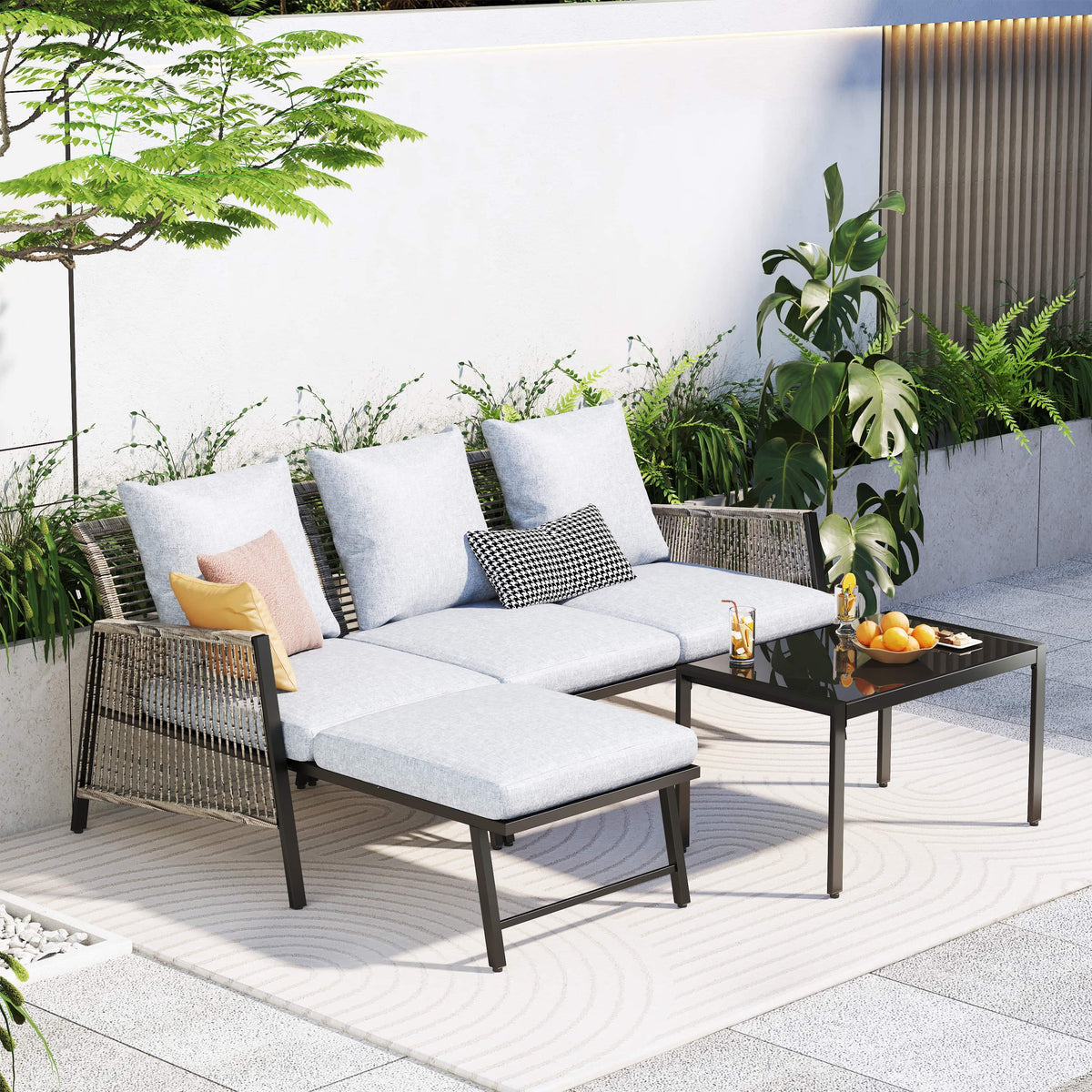 3 Pieces All Weather Patio Sofa Z865
