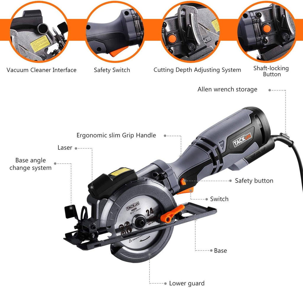 Circular Saw with Metal Handle, 6 Blades, Laser Guide M91775